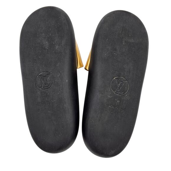 Louis Vuitton Sunbath Slide Sandal Flat Gold Brown Monogram Canvas Size 38 US 8 - Picture 8 of 12